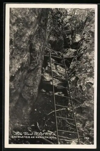 AK Hohe Wand, Drobilsteig am Wandeck, Bergsteiger