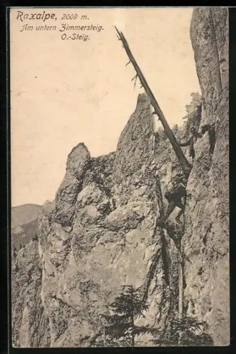 AK Raxalpe, Am untern Zimmersteig, O.-Steig, Bergsteiger