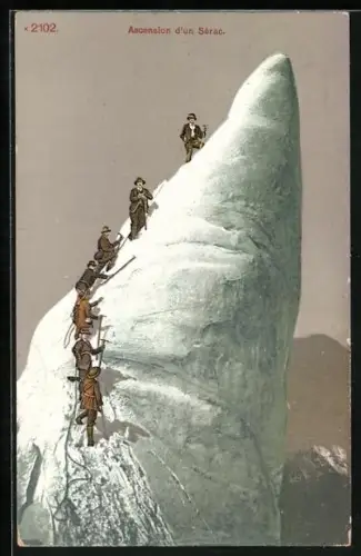 AK Ascension d`un Serac, Bergsteiger auf dem Weg zu einem Gipfel, Bergsteigen