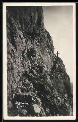AK Sagzahn, Bergsteiger auf einem Vorsprung
