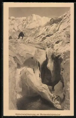 AK Morteratschgletscher, Gletscherschmelzung, Bergsteiger