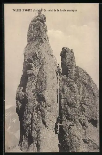 AK Vallée d`Aoste, Un salut de la haute montagne, Bergsteiger am Gipfel