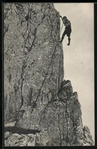 AK Rossteinnadel /Bay. Voralpen, Kletterer beim Abseilen