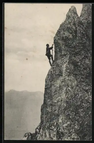 AK Karwendel, Kletterer beim Abseilen am Kumpfkargrat