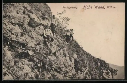 AK Hohe Wand, Wanderer auf dem Springelsteig