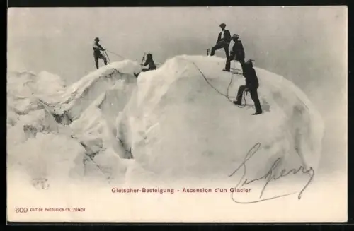 AK Kletterer bei der Gletscher-Besteigung