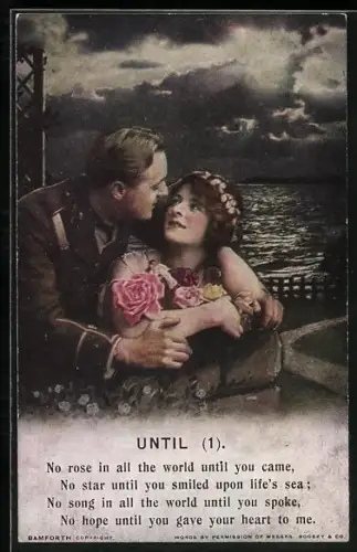 AK Britischer Soldat mit seiner Liebsten vereint am Wasser