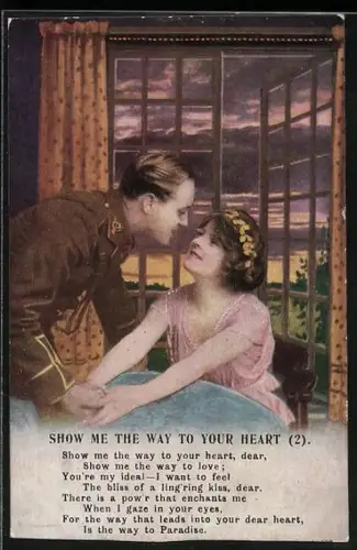 AK Britischer Soldat mit seiner Liebsten vereint vor Sonnenuntergang