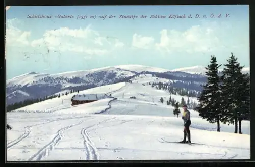 AK Schutzhaus Gaberl, Berghütte auf der Stubalpe im Schnee
