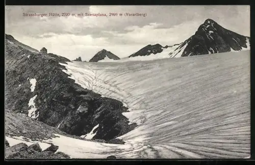AK Strassburger Hütte, Ansicht mit Scesaplana