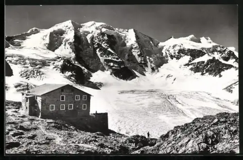 AK Diavolezzahütte, Berghütte mit Piz Palü und Bellavista