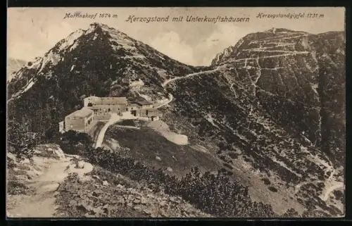 AK Herzogstandhäuser, Berghütten mit Martinskopf und Herzogstandgipfel