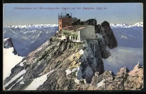 AK Münchnerhaus, Berghütte mit Meteorologischer Station auf der Zugspitze