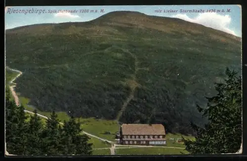 AK Spindlerbaude, Berghütte mit kleiner Sturmhaube, Riesengebirge