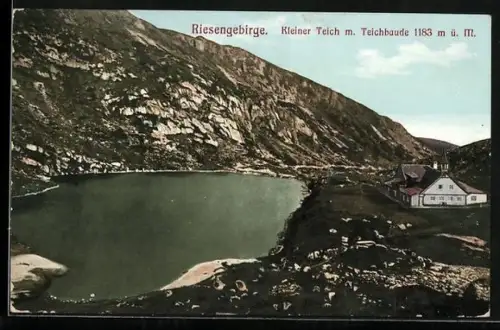 AK Teichbaude, Berghütte und Kleiner Teich, Riesengebirge
