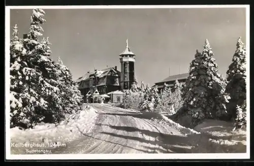 AK Keilberghaus, Berghütte im Sudetengau im Schnee