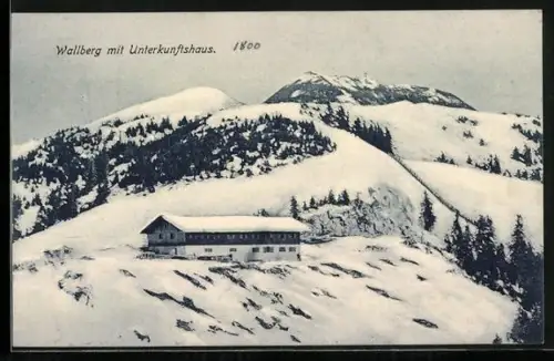 AK Wallberghaus, Berghütte bei Tegernsee im Schnee