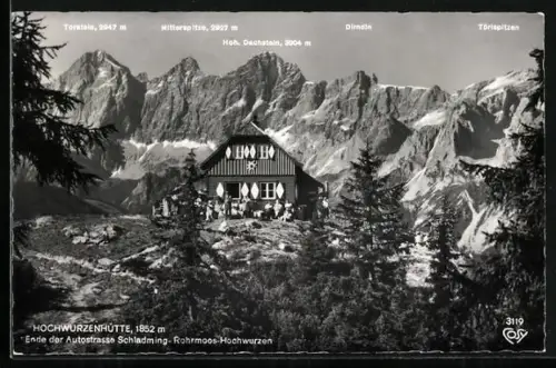 AK Hochwurzenhütte, Berghütte am Ende der Autostrasse Schladming-Rohrmoos-Hochwurzen, Mitterspitze und Törlspitzen