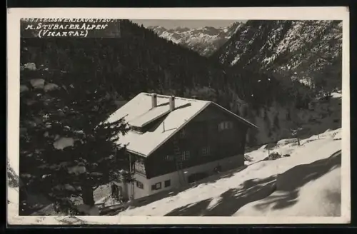 AK Meissnerhaus im Vicartal mit Stubaieralpen