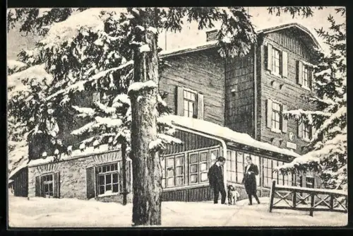 AK Haller Schutzhaus am Nieder-Wechsel im Winter