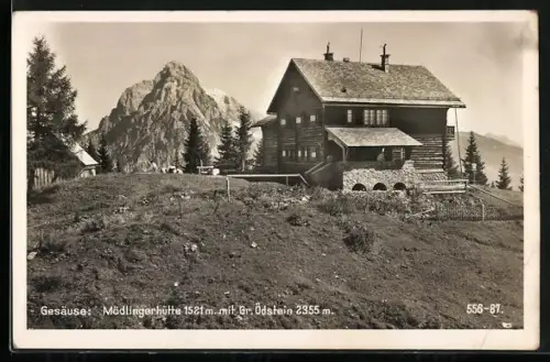 AK Mödlingerhütte, Berghütte mit Gr. Ödstein, Gesäuse