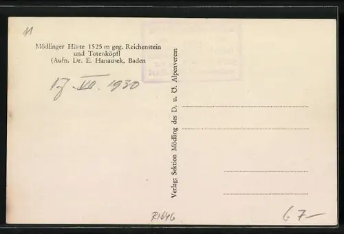 AK Mödlinger Hütte, Gesamtansicht mit Totenköpfl