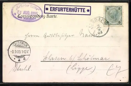 AK Erfurter Hütte, Landschaftsidyll mit Blick auf das Gebirge