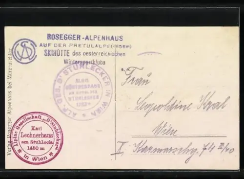 AK Rosegger-Alpenhaus, Berghütte auf der Pretulalpe