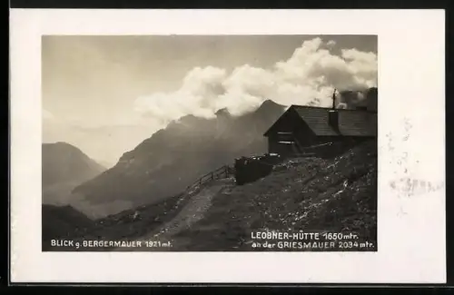 AK Leobner-Hütte an der Griesmauer, Ansicht gegen die Bergermauer