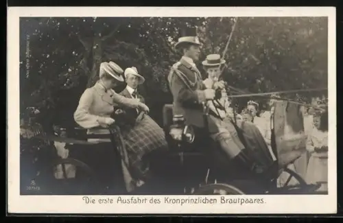 AK Kronprinz Wilhelm von Preussen, Die erste Ausfahrt des Kronprinzlichen Brautpaares