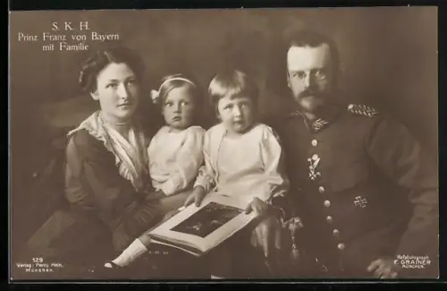 AK Prinz Franz von Bayern mit Frau und Kindern