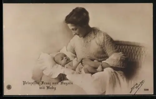 AK Prinzessin Franz von Bayern mit ihrem Baby