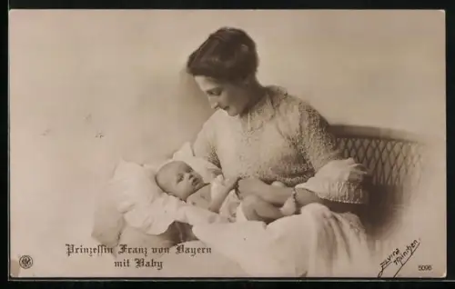AK Prinzessin Franz von Bayern mit ihrem Baby