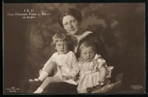 AK Prinzessin Franz von Bayern mit Kindern