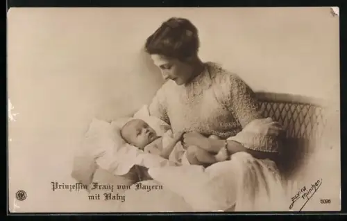 AK Prinzessin Franz von Bayern mit ihrem Baby