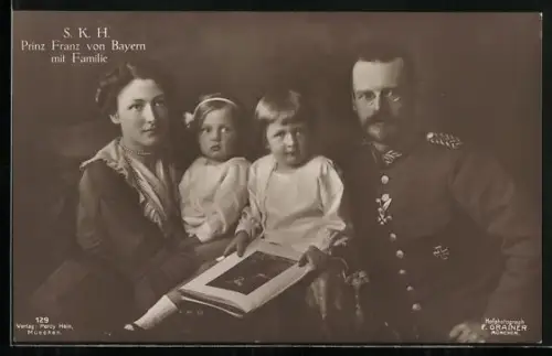 AK Prinz Franz von Bayern mit Frau und Kindern