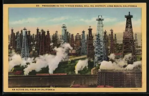 AK Long Beach, Erdöl-Fördertürme, Producers in the Famous Signal Hill Oil District, California