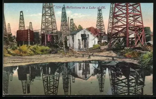 AK Reflections in a Lake of Oil at Oil Refinery