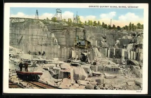AK Barre, VT, Granite Quarry Scene, Granitbruch mit Wagen