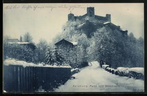 AK Salzburg, Partie vom Mönchsberg, unter der Festung Hohen-Salzburg