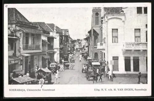 AK Soerabaja, Händler in einer Strasse der chinesichen Vorstadt