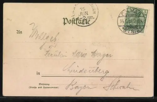 Lithographie Colmar, Schädelgasse und Pfisterhaus im Rahmen