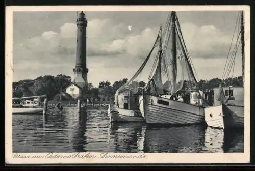 AK Swindemünde, Leuchtturm am Osternothafen