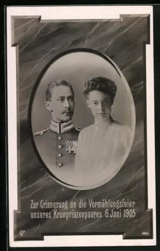 AK Zur Erinnerung an die Vermählungsfeier des Kronprinzenpaares, 1905