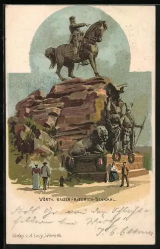Künstler-AK Wörth, Kaiser Friedrich-Denkmal