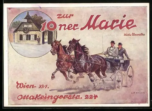 Künstler-AK Wien, Gasthaus Zur 10ner Marie, Ottakringerstrasse 22