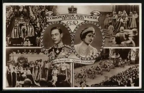AK Portraits König George VI. und Queen Elizabeth von England