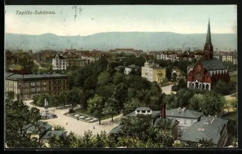 AK Teplitz Schönau / Teplice, Ansicht der Ortschaft