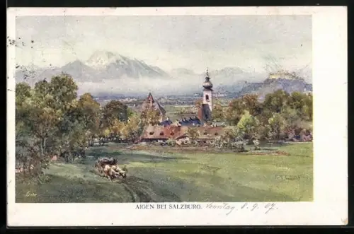 Künstler-AK Edward Theodore Compton: Aigen bei Salzburg