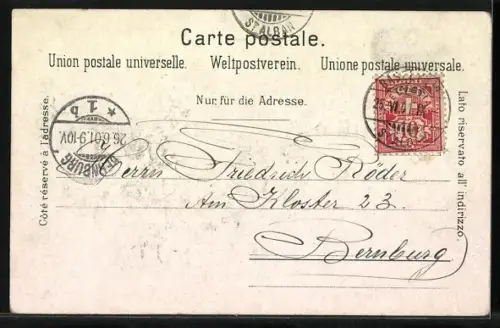 Lithographie Basel, Blick zur Münsterkirche